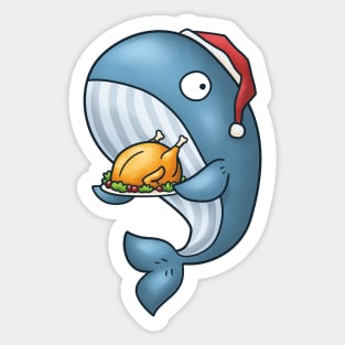 Chrismas Whale Santa with Turkey Sticker